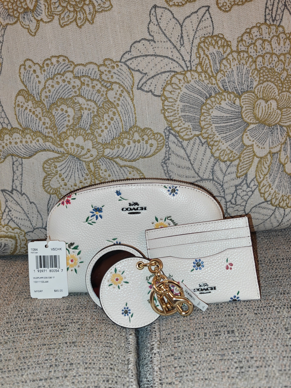 Coach Wildflower Cosmetic Pouch with Card Case & Mirror Charm